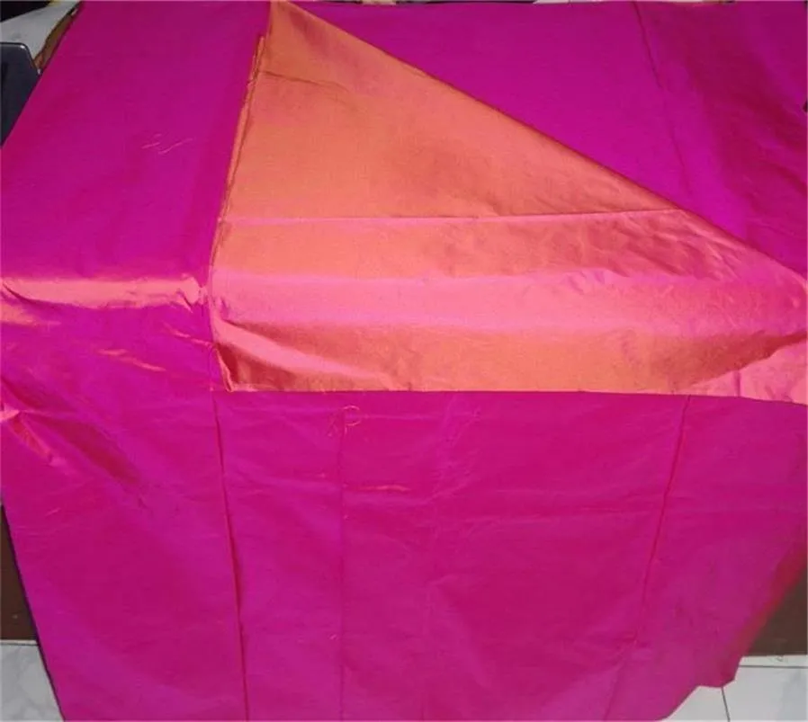 100% PURE SILK TAFFETA FABRIC PINK X ORANGE color 54" wide TAF171