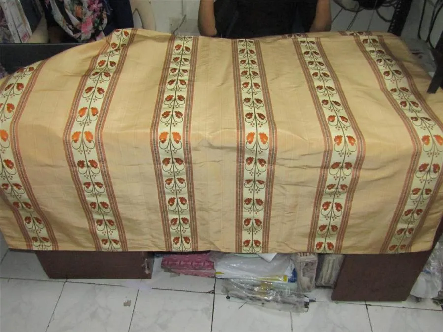 100% silk taffeta jacquard stripe gold X orange with brown color54" wide TAFSJ5