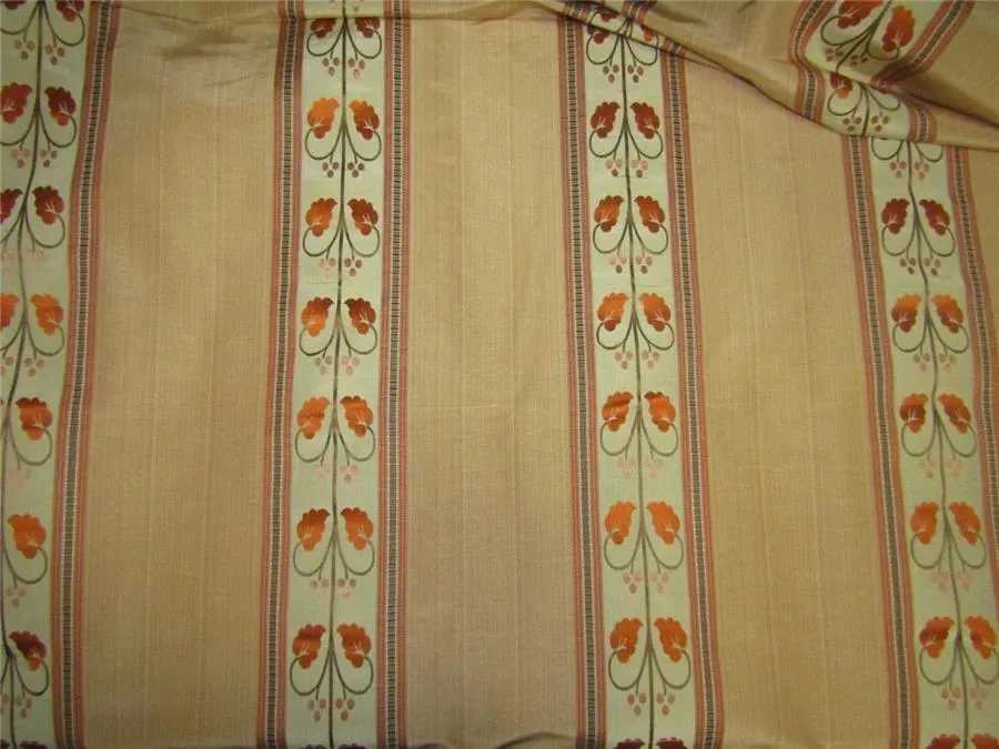 100% silk taffeta jacquard stripe gold X orange with brown color54" wide TAFSJ5