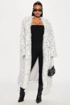 A Sight To See Faux Fur Trench - White/combo