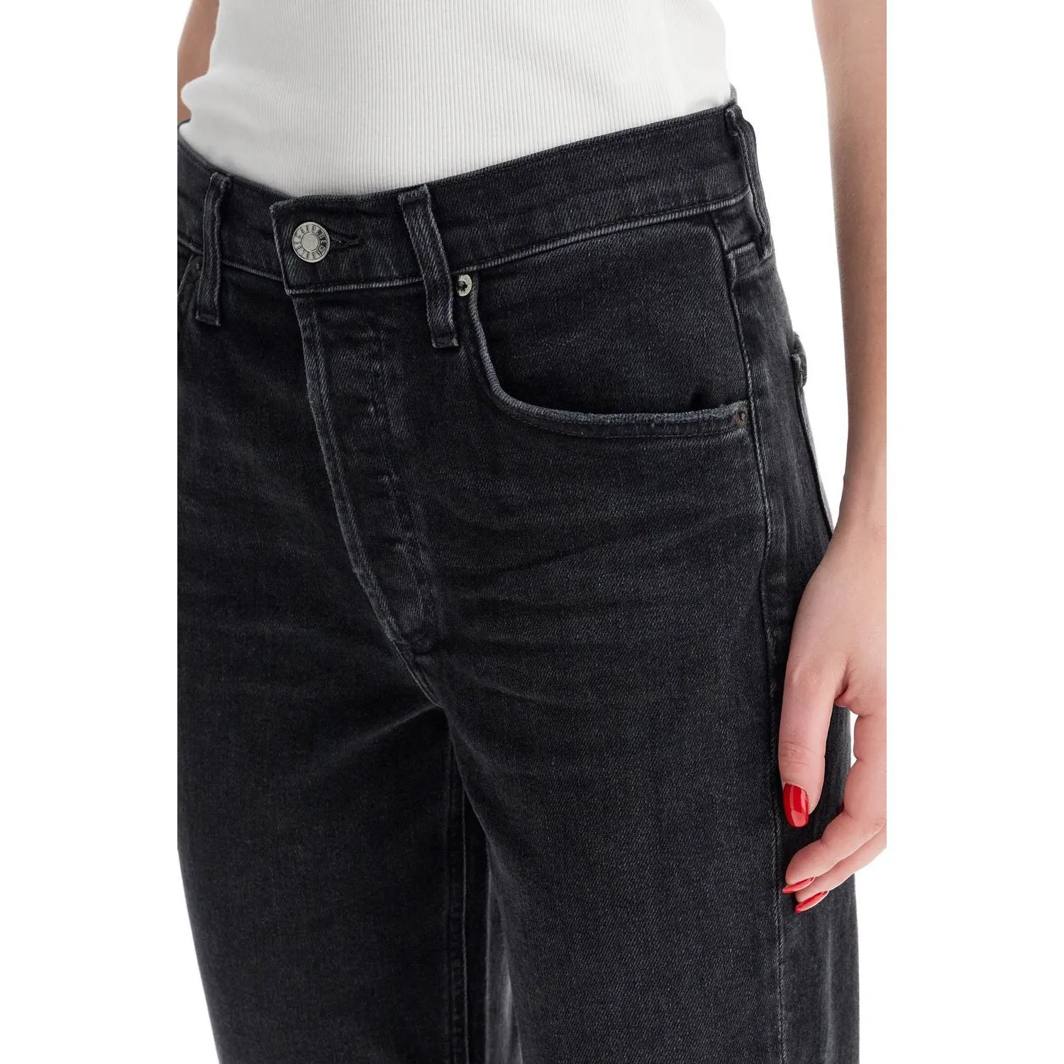 Agolde cropped riley stretch cotton denim jeans