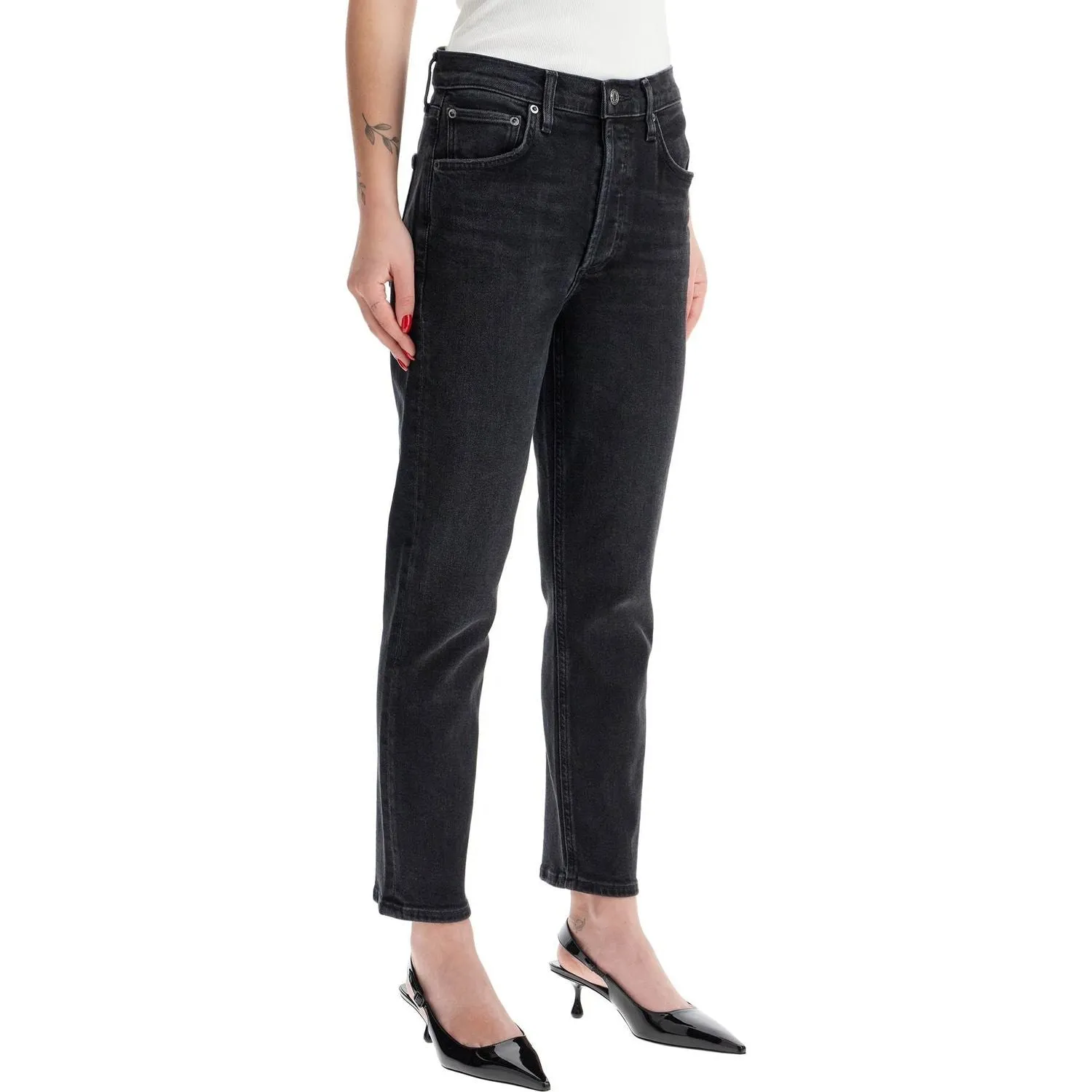 Agolde cropped riley stretch cotton denim jeans