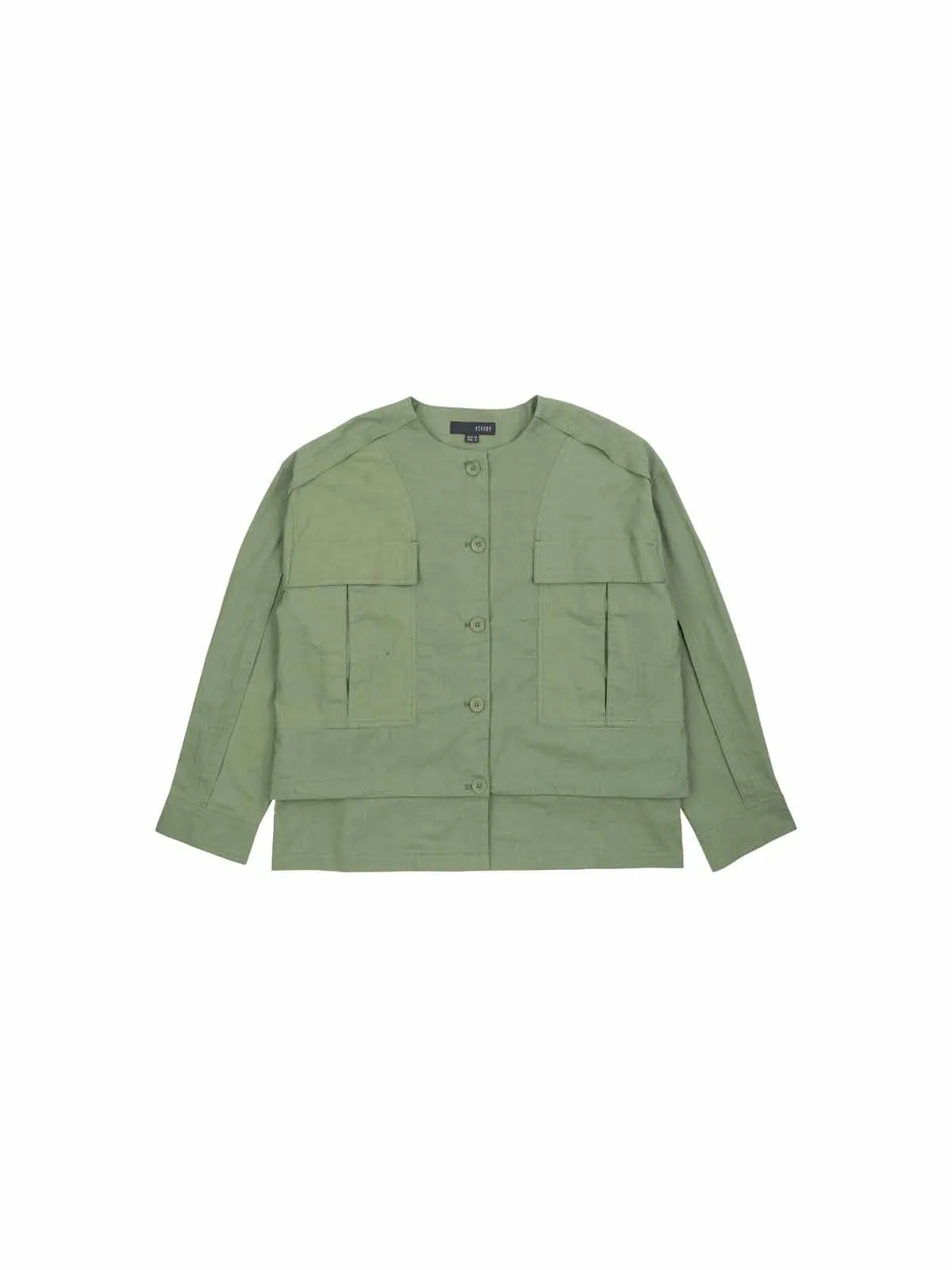 Art of Garden Big Pocket Layer Hem Linen Mix Jacket