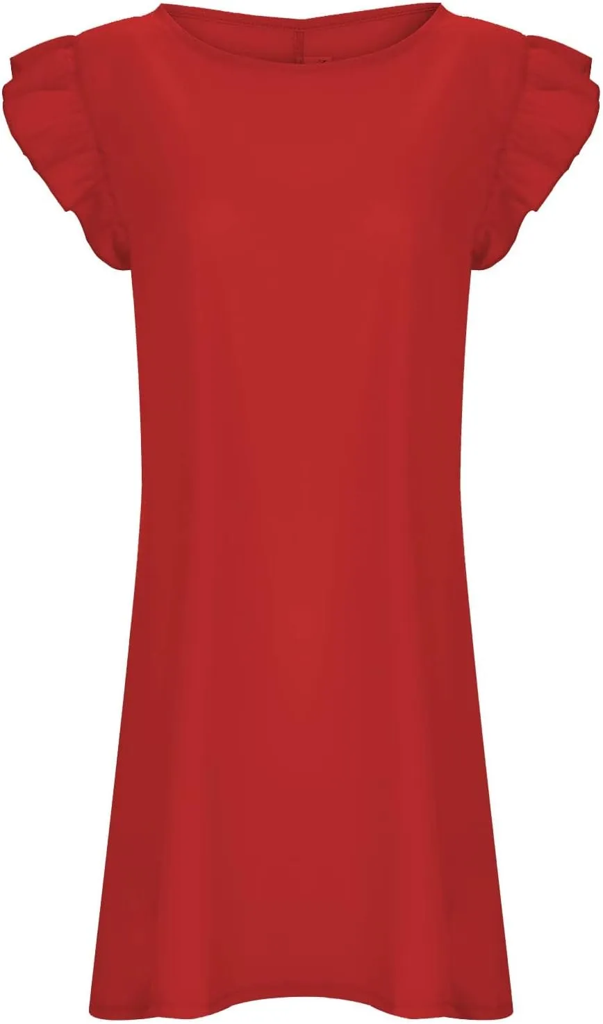 Beach Dresses for Women Plus Size Lounge Ruffles Cap Sleeveless Mini Dress Gift Solid Cruise Outfits for Women 2025