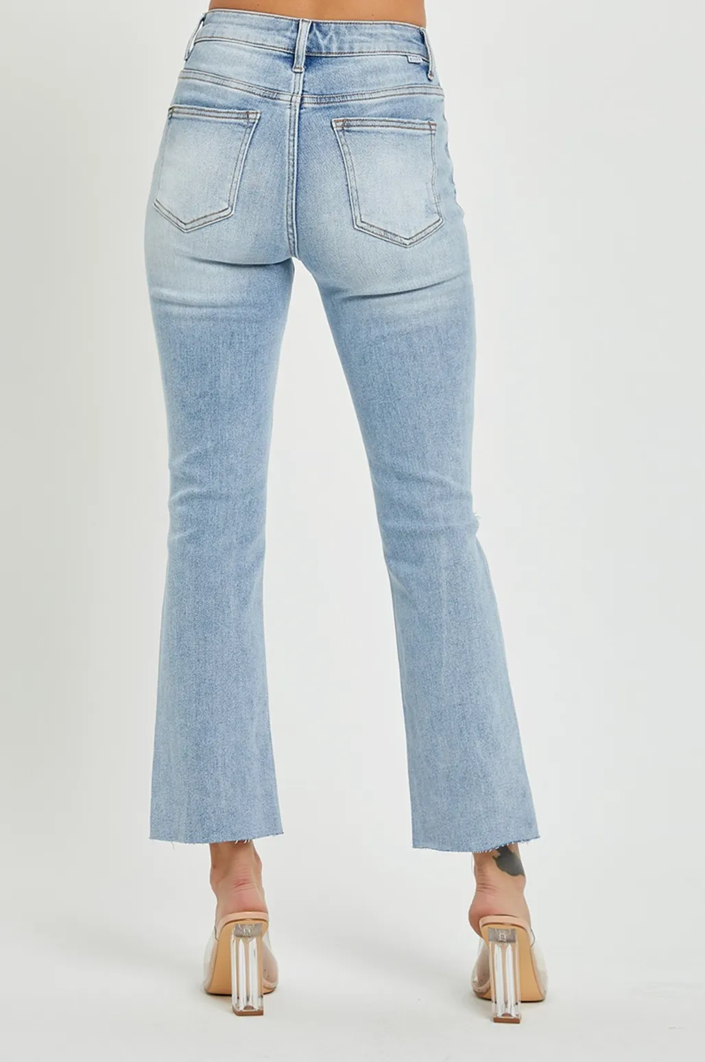 Believe It Or Not High Rise Crop Straight Vintage Wash Jeans - Risen