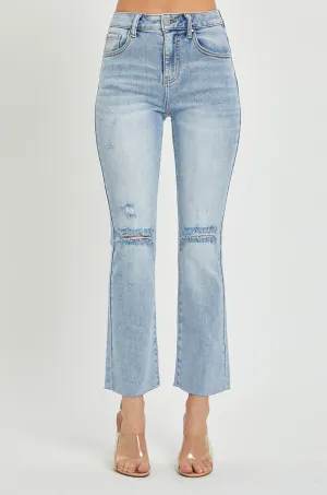 Believe It Or Not High Rise Crop Straight Vintage Wash Jeans - Risen