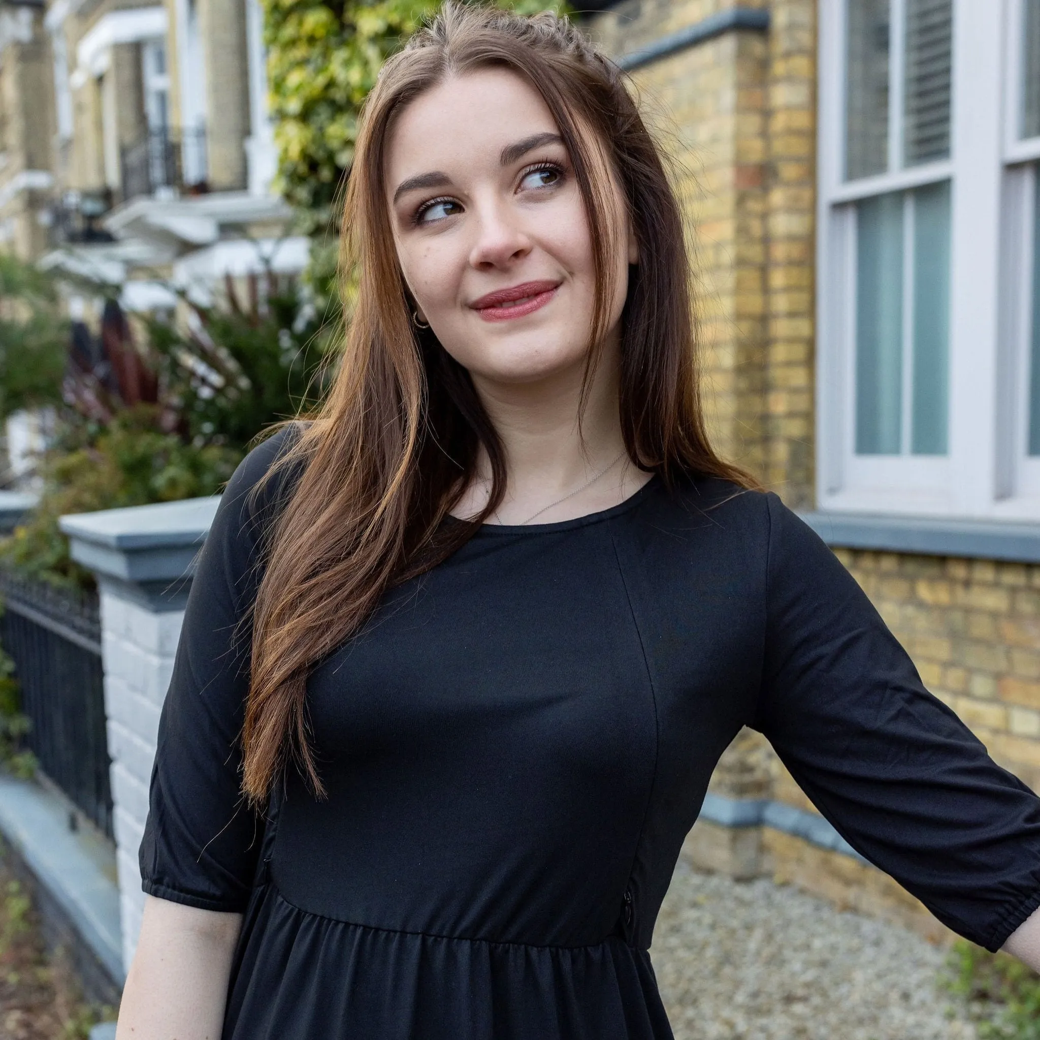 Beth Black Midi Breastfeeding Dress