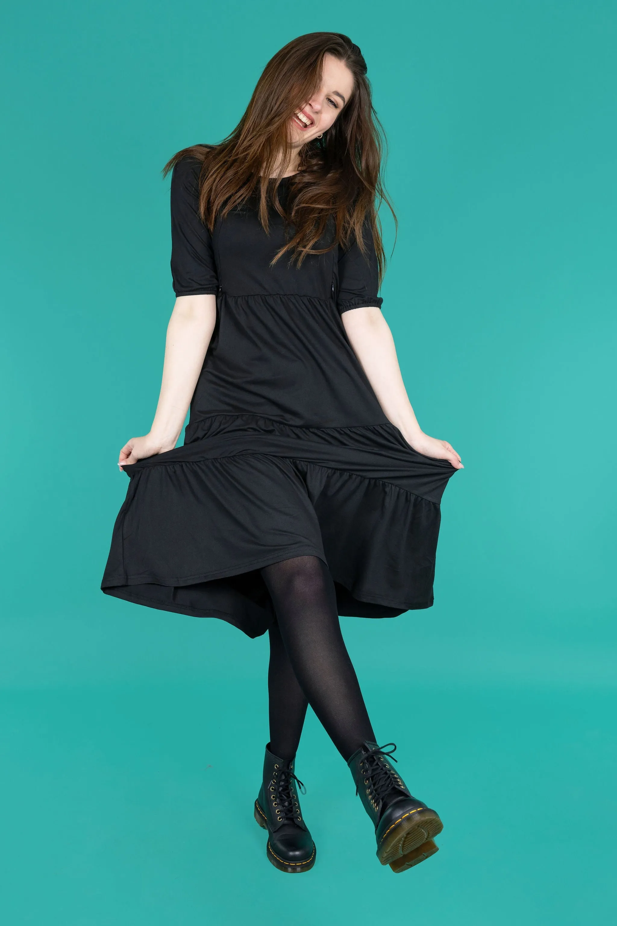 Beth Black Midi Breastfeeding Dress