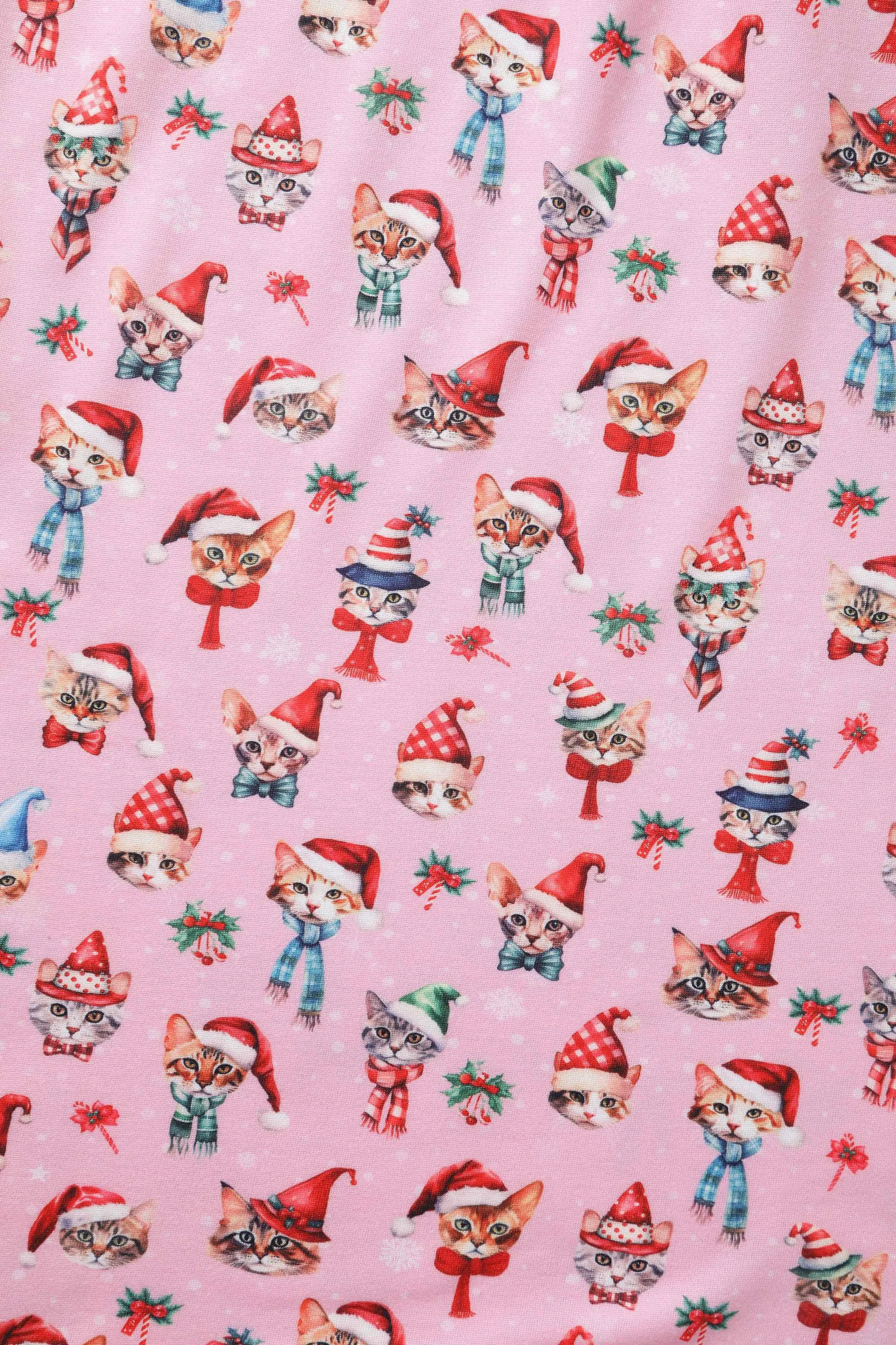 Billie Pink Christmas Cat Flared Dress