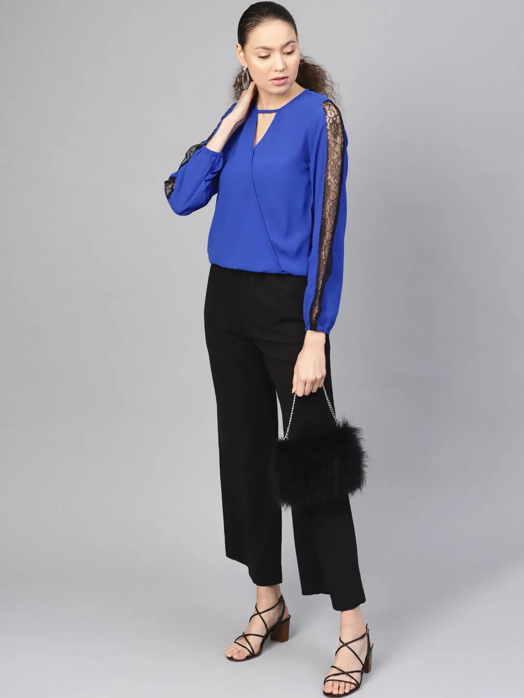 Black Inlay Pocket Palazzo Pants