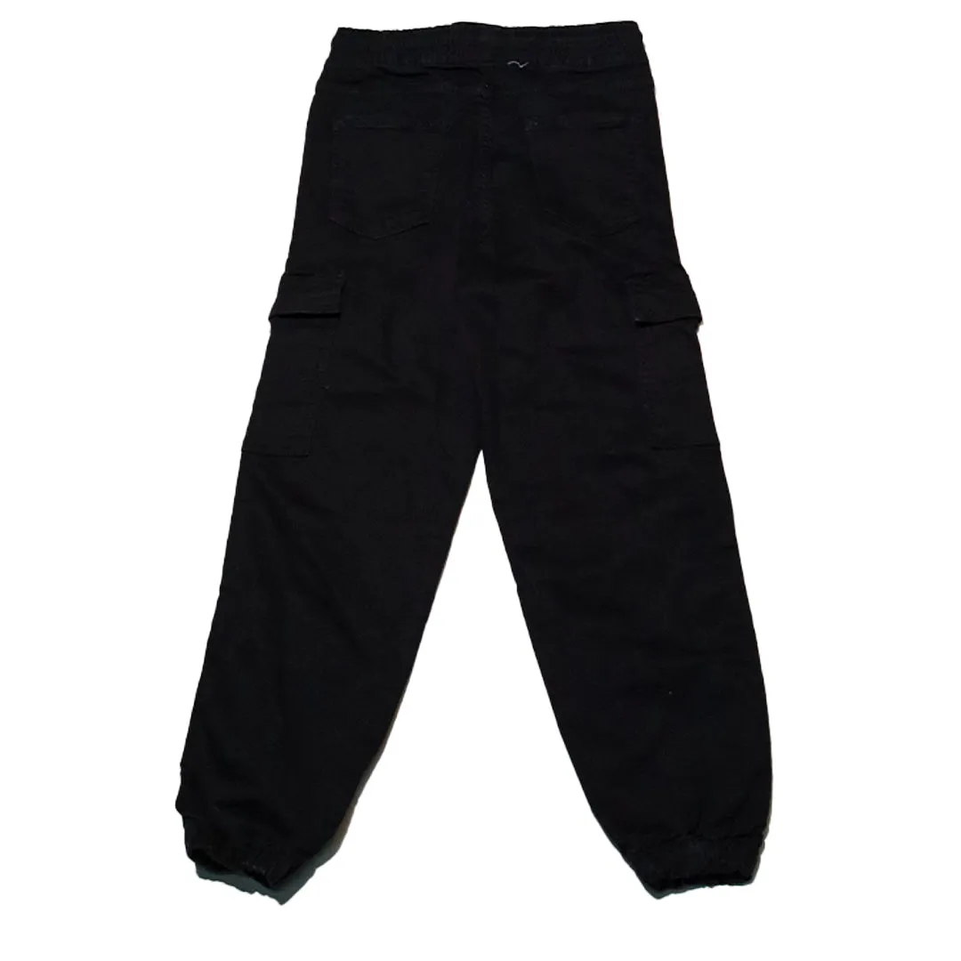 Black Pull On Jogger Cargo Jeans