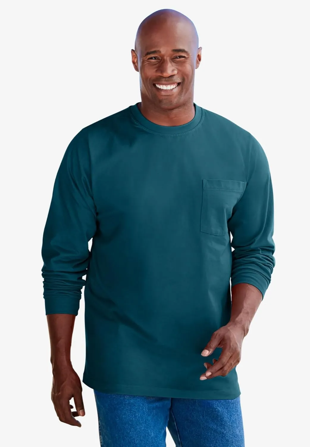 Boulder Creek by Kingsize Men's Big & Tall Heavyweight Crewneck Long-Sleeve Pocket T-Shirt