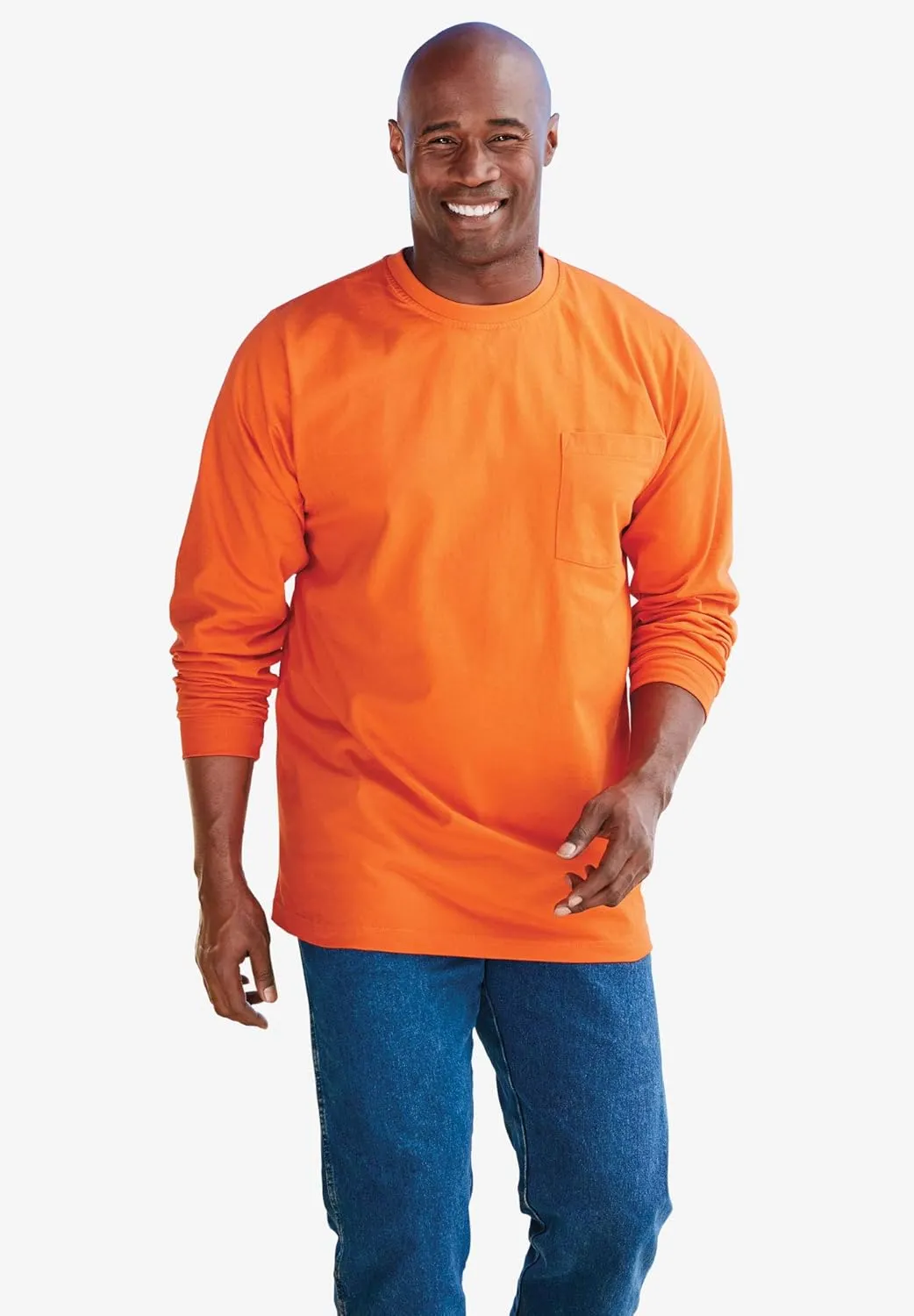 Boulder Creek by Kingsize Men's Big & Tall Heavyweight Crewneck Long-Sleeve Pocket T-Shirt