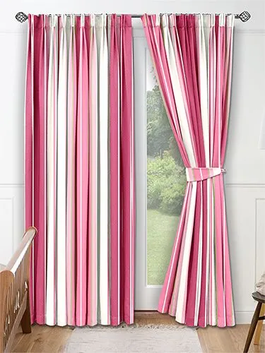 Candy Pink and Beige colour stripe Silk Taffeta Fabric TAFS24 54&quot; wide
