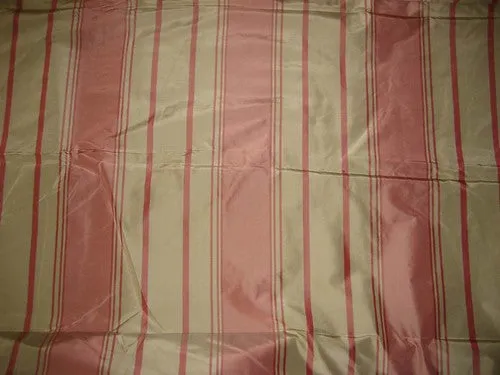 Candy Pink and Beige colour stripe Silk Taffeta Fabric TAFS24 54&quot; wide