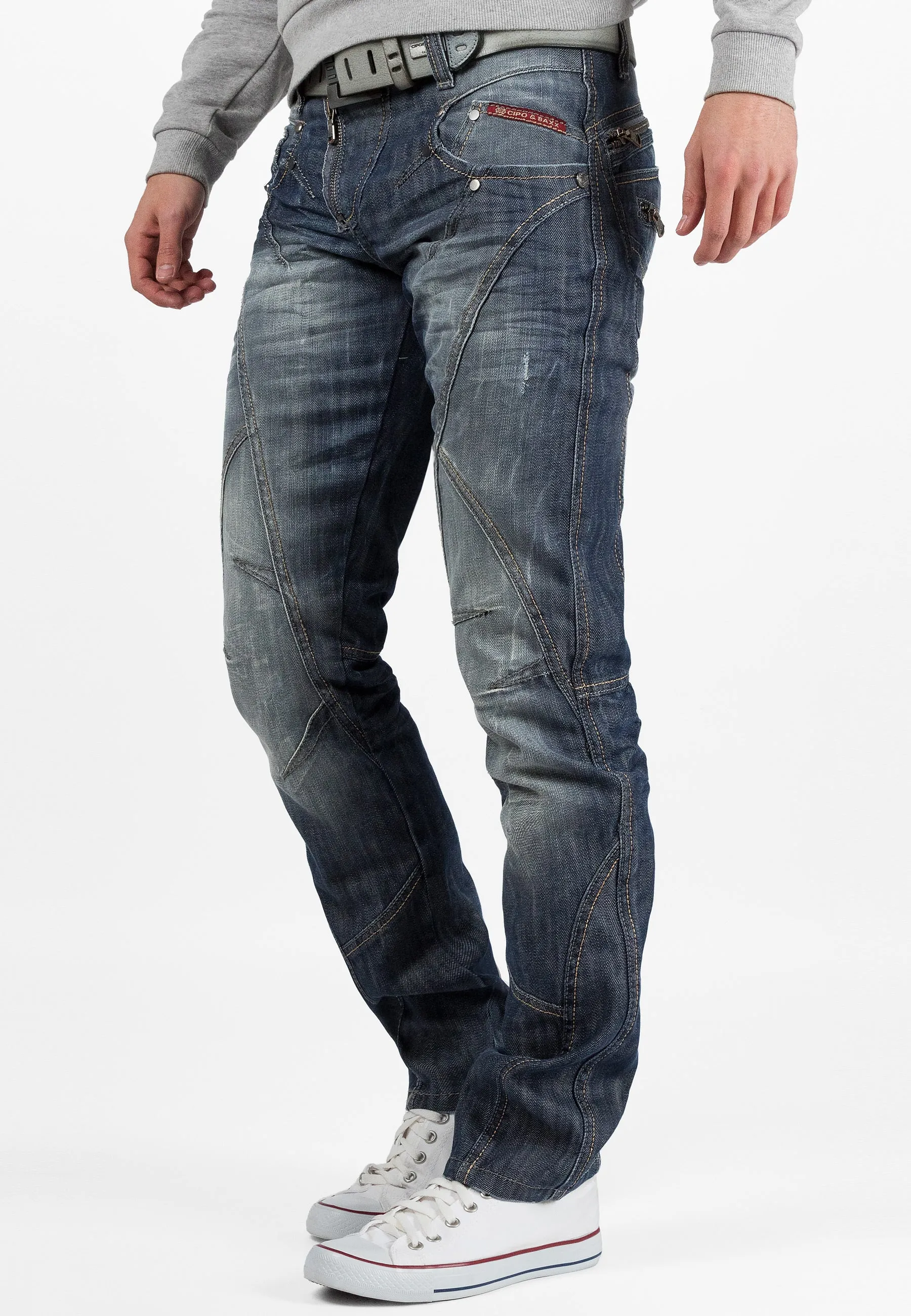 Cipo &amp; Baxx SILVER ZIPP men's jeans denim C-751