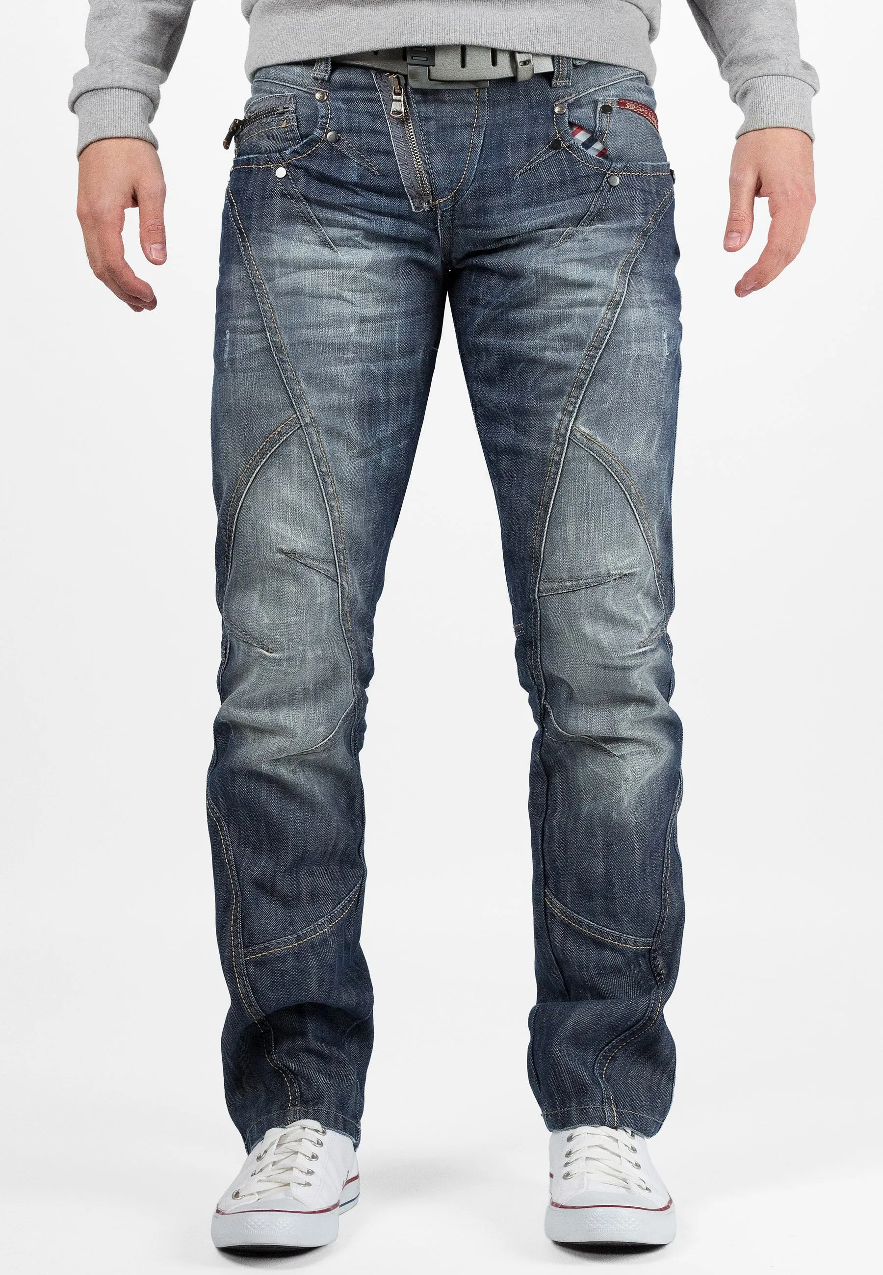 Cipo &amp; Baxx SILVER ZIPP men's jeans denim C-751
