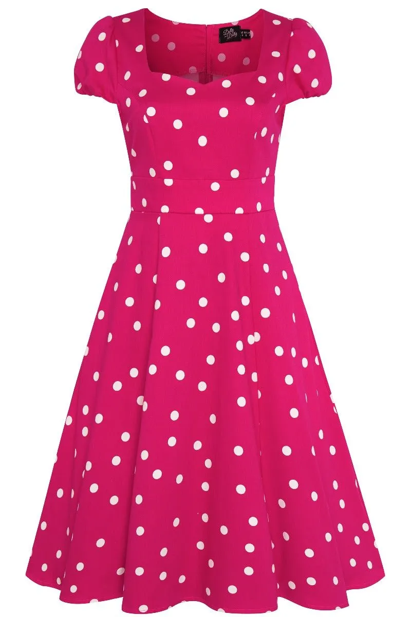 Claudia Hot Pink Polka Dot Dress