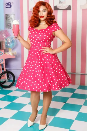 Claudia Hot Pink Polka Dot Dress
