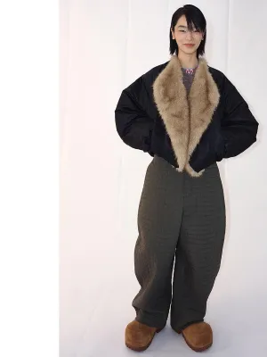Contrast Faux Fur Collar Jacket