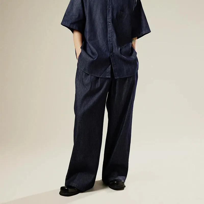 Dark Denim Wide-Leg Pants