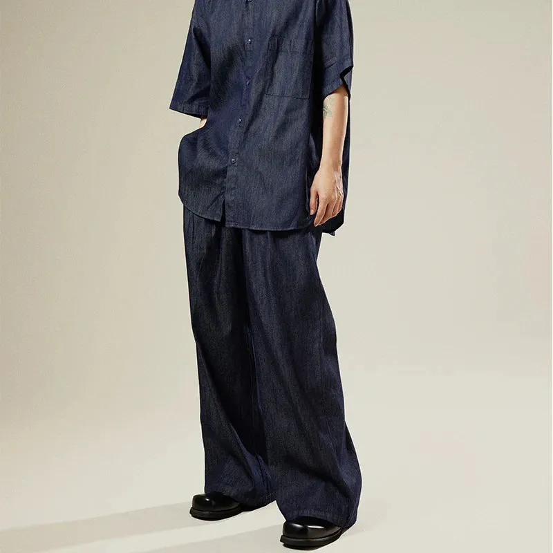 Dark Denim Wide-Leg Pants