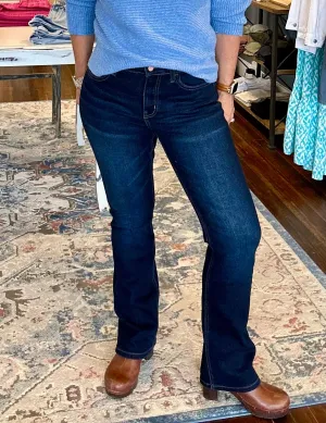 Deep Dark Mid Rise Bootcut Jeans