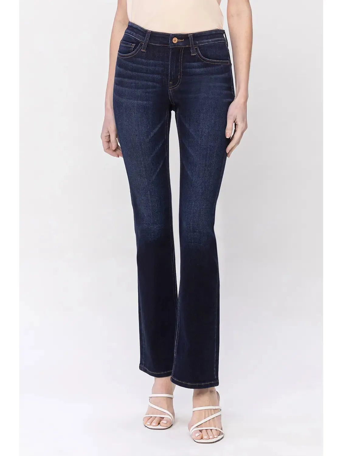 Deep Dark Mid Rise Bootcut Jeans