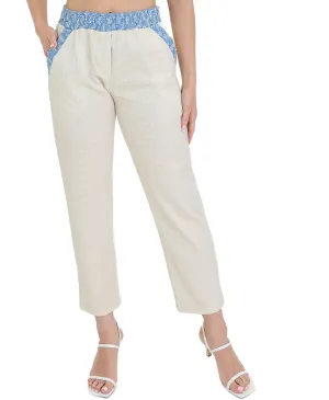 Denim Trim Pants w/ Sequins