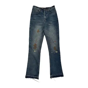 Distressed Paint Splatter Flare Jeans