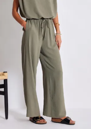 drawstring wide leg pant
