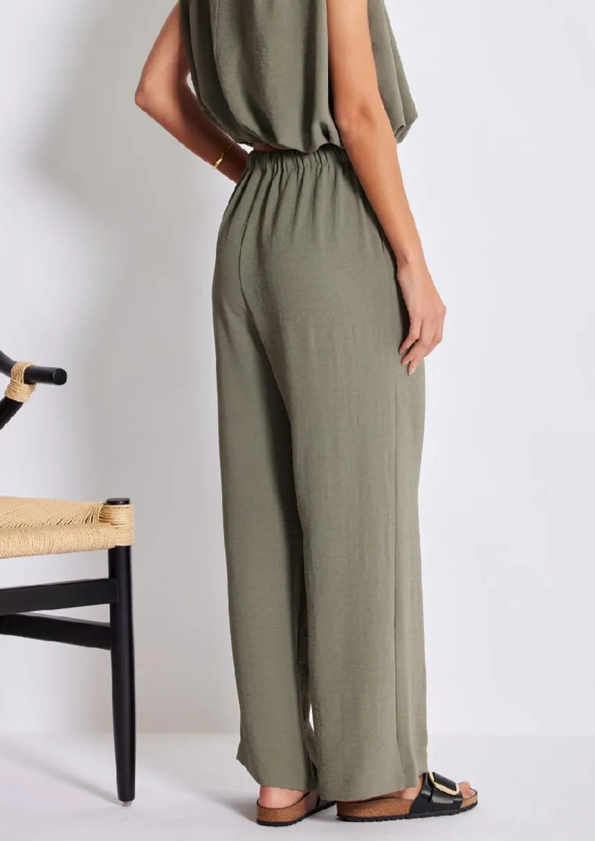 drawstring wide leg pant
