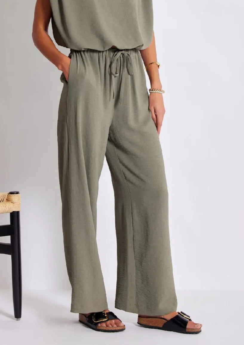 drawstring wide leg pant