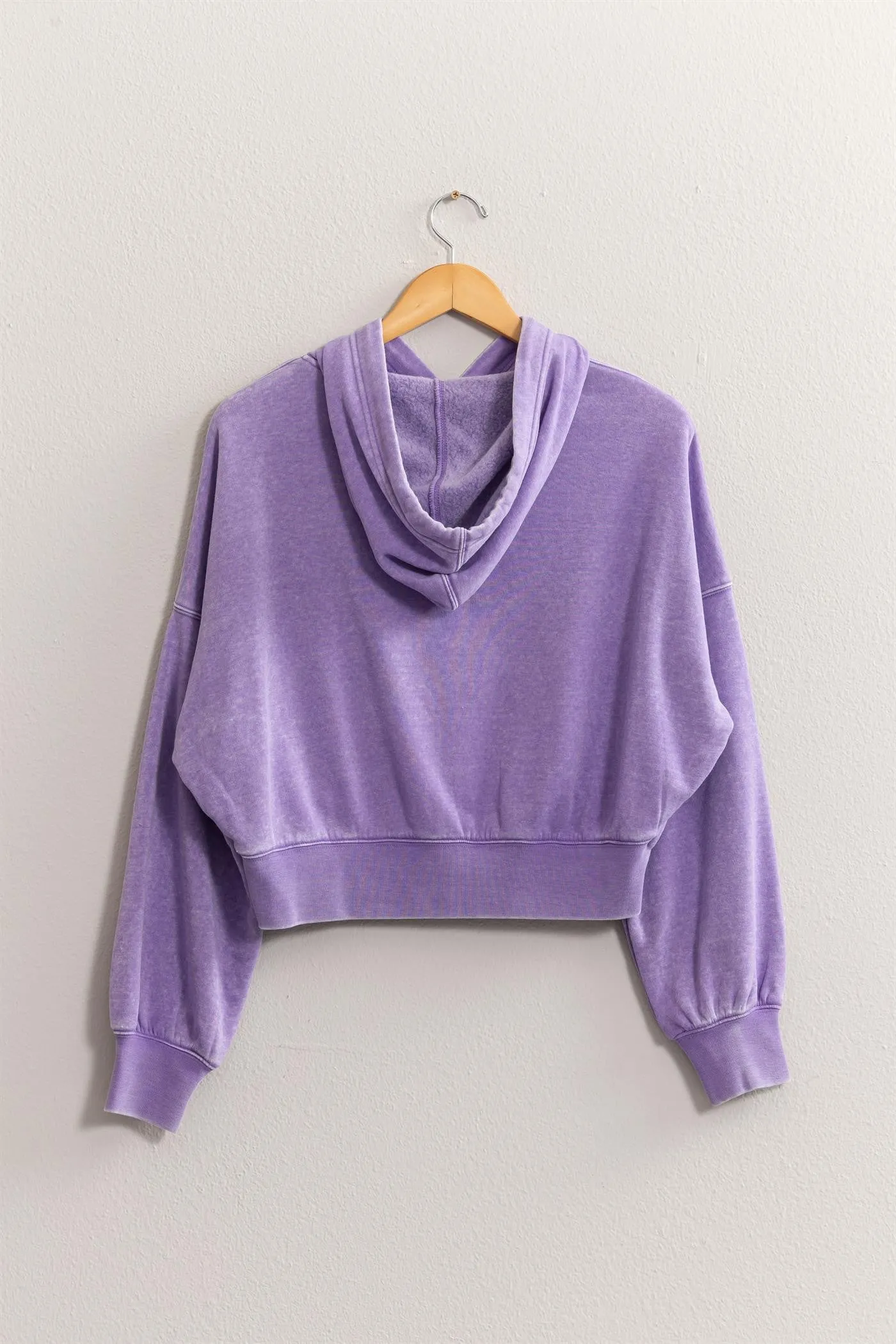 Drop Shoulder Cropped Hoodie.