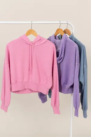 Drop Shoulder Cropped Hoodie.