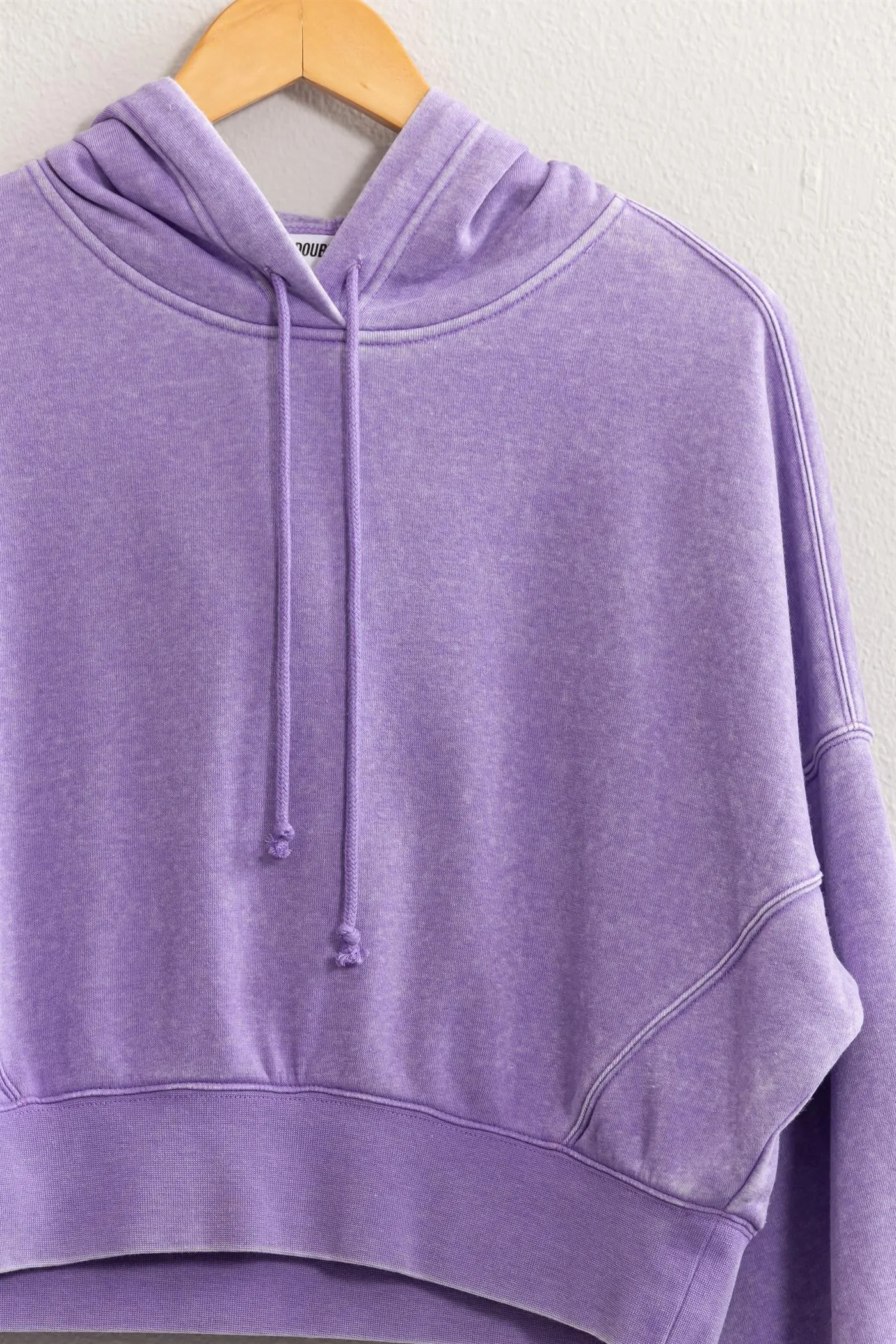 Drop Shoulder Cropped Hoodie.