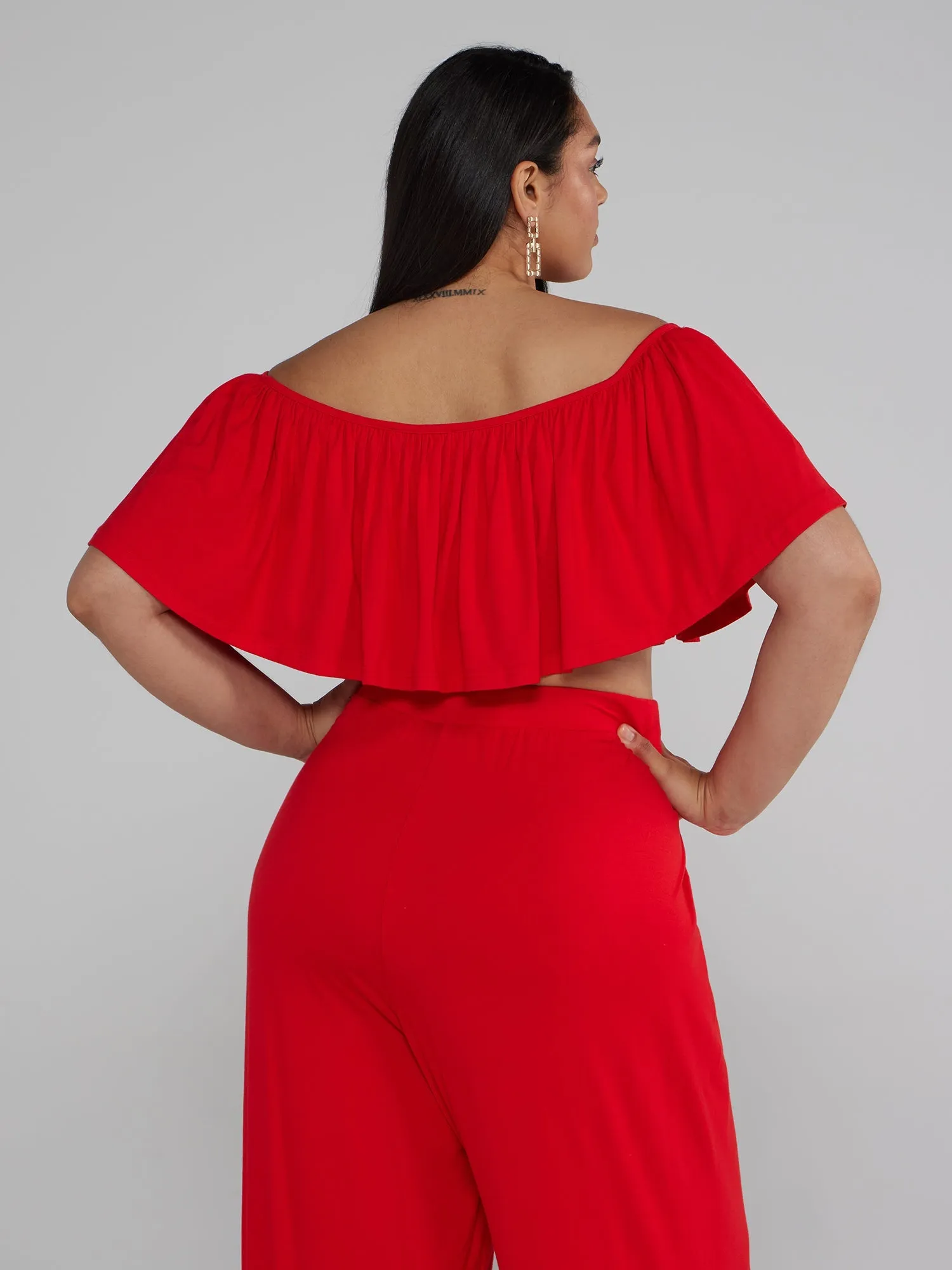Fashion To Figure - Jonna Off Shoulder Ruffle Crop Top