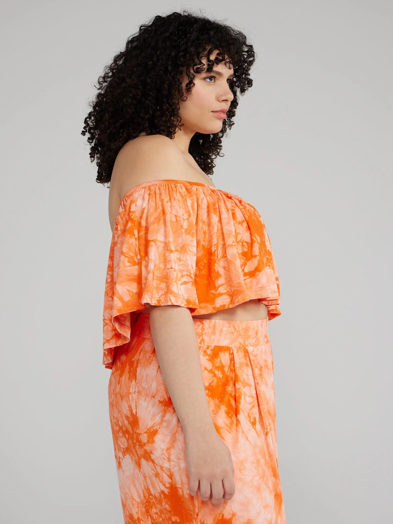Fashion To Figure - Jonna Off Shoulder Ruffle Crop Top