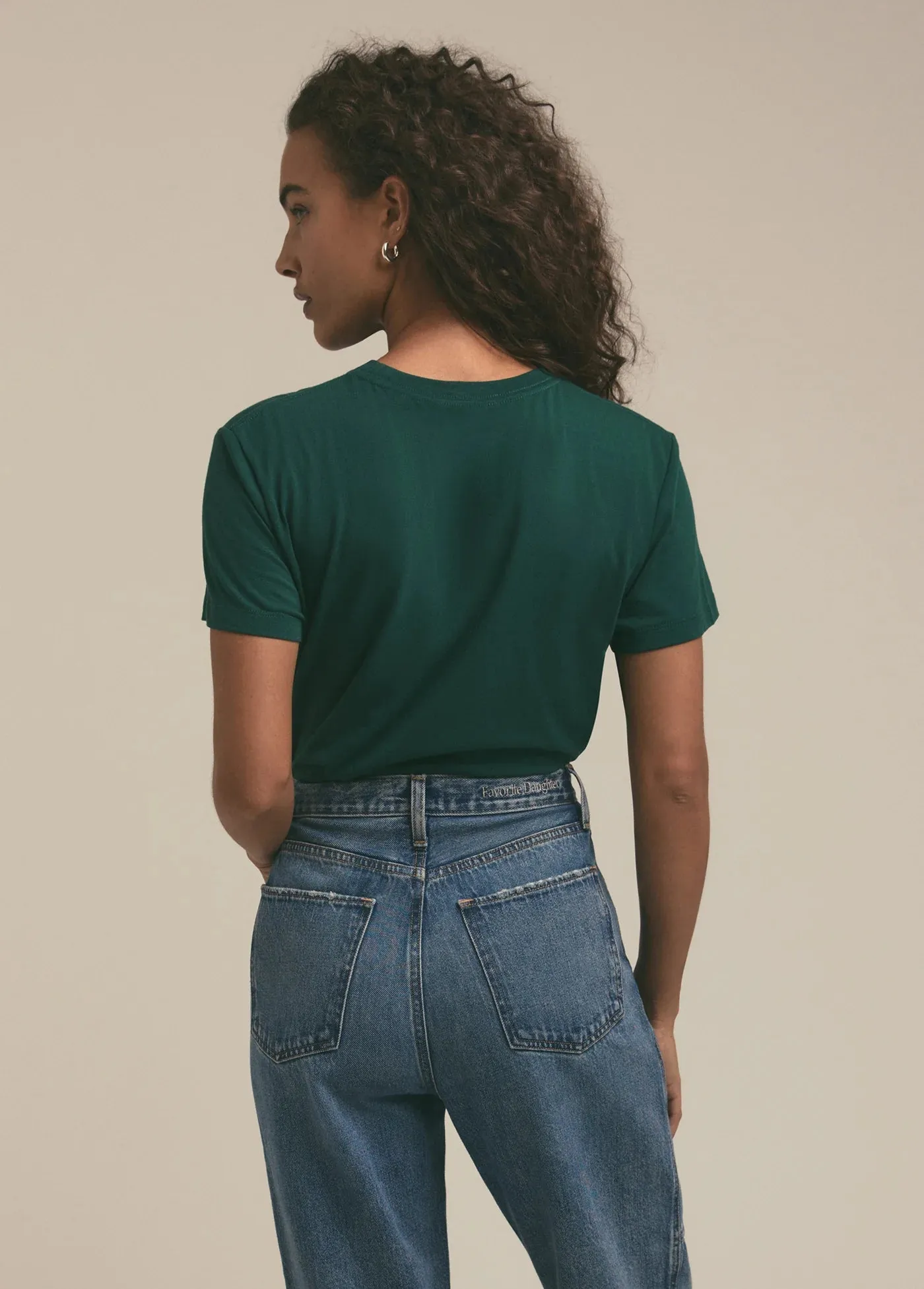 Favorite Daughter Cropped Collegiate Tee in Juniper