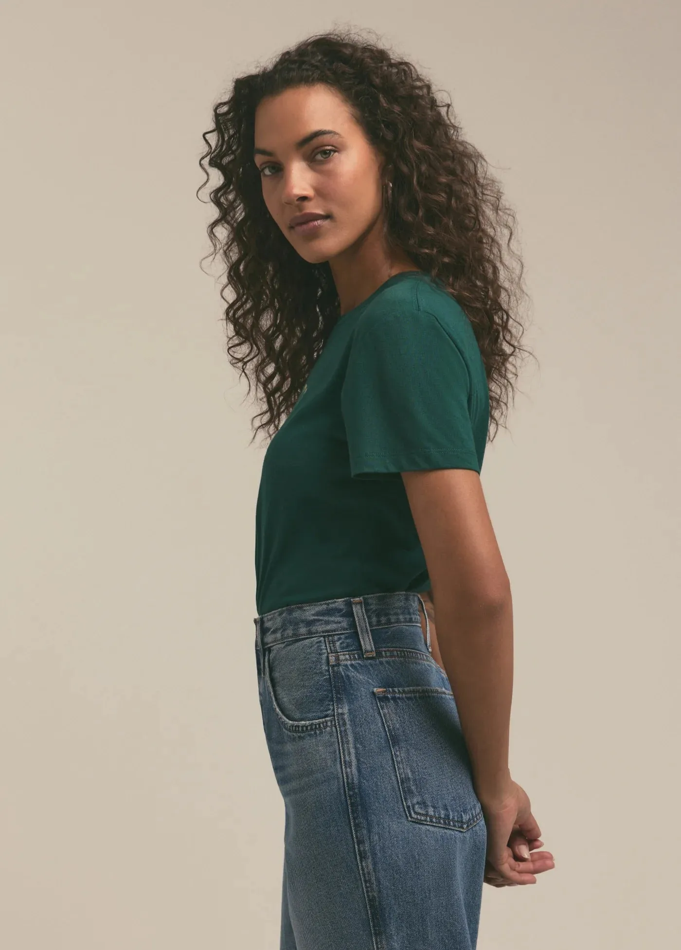 Favorite Daughter Cropped Collegiate Tee in Juniper