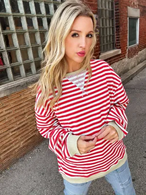Free People Classic Striped Oversized Crewneck