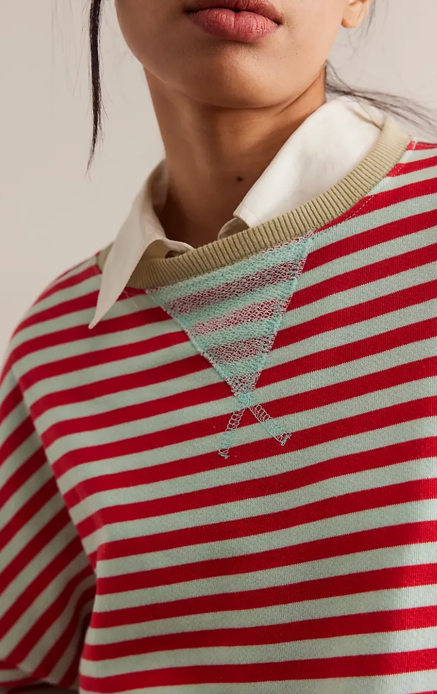 Free People Classic Striped Oversized Crewneck