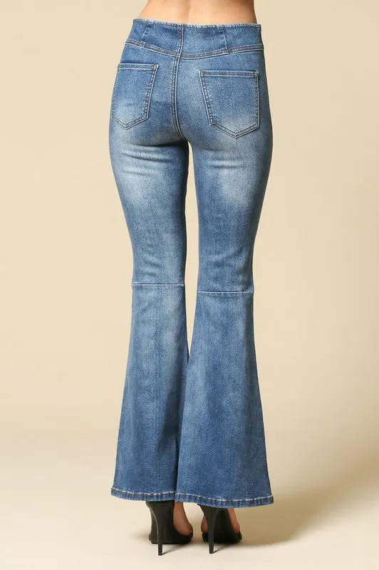 Free Spirit  Stretchy Super Flare Jeans - Medium Wash