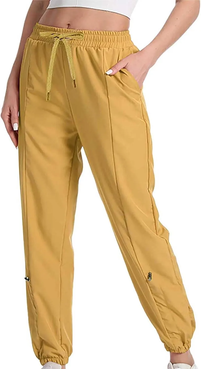 GIERIDUC Womens Cotton Linen Tapered Pants Summer Drawstring Elastic Waist Sweatpant Leggings Casual Trousers with Pockets