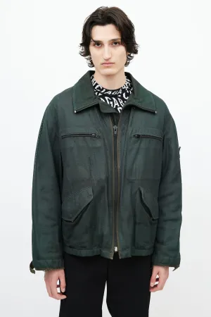 Green Textured Utility Jacket