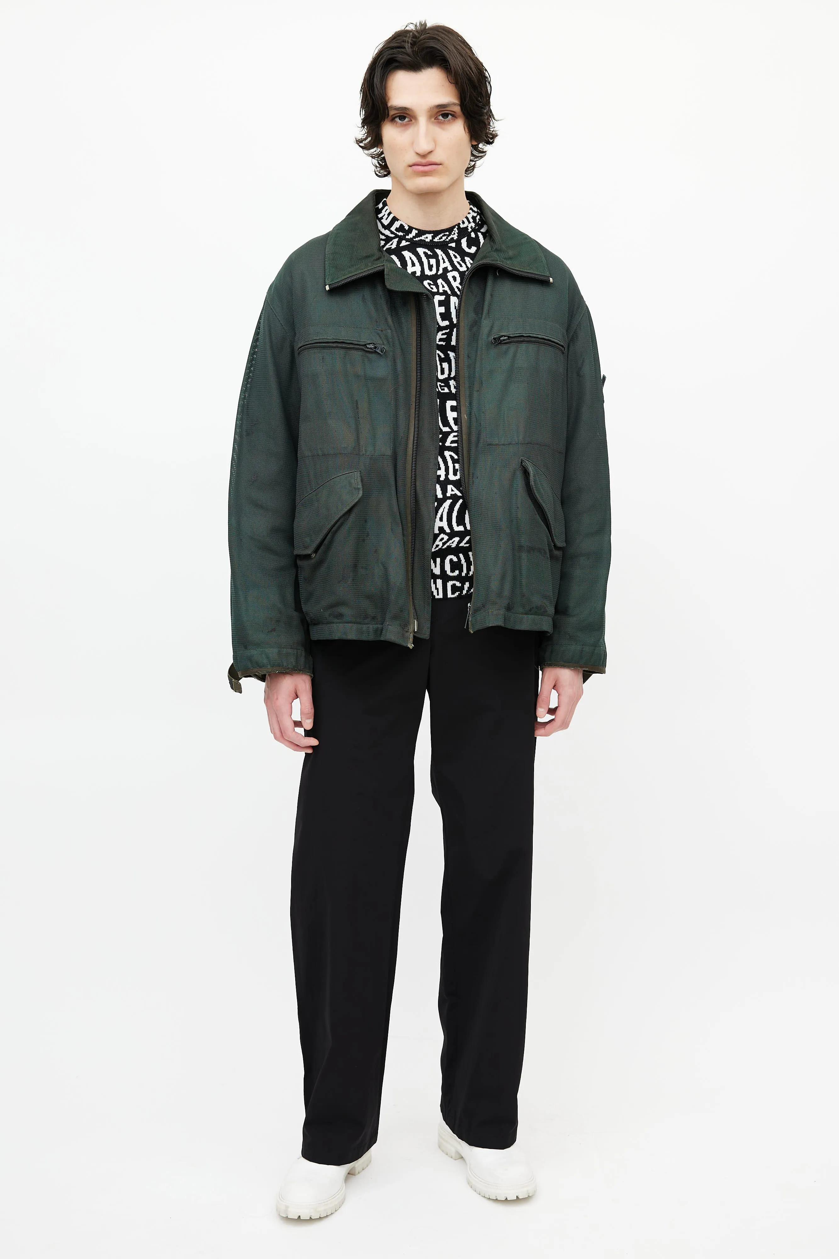 Green Textured Utility Jacket