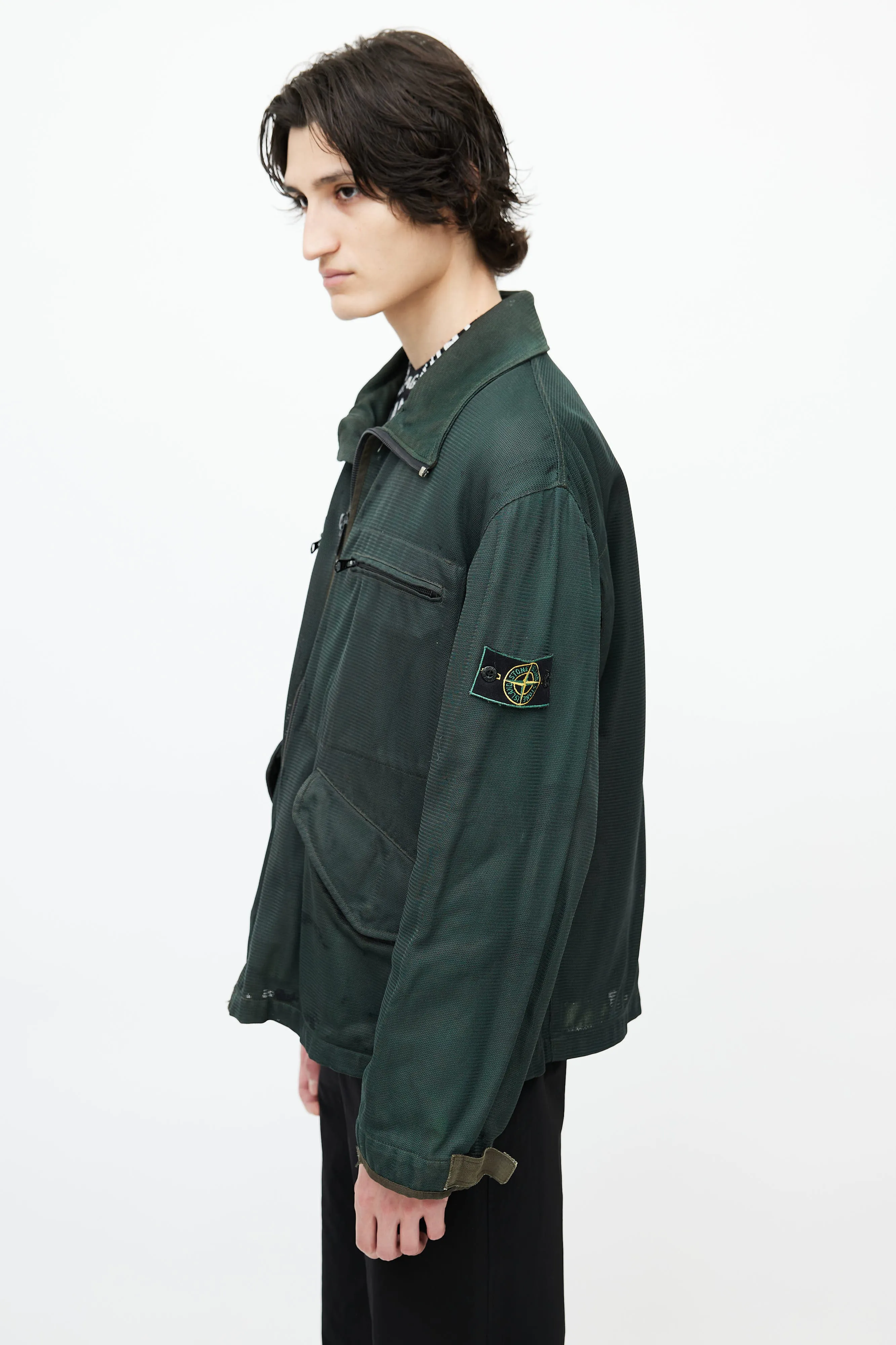Green Textured Utility Jacket