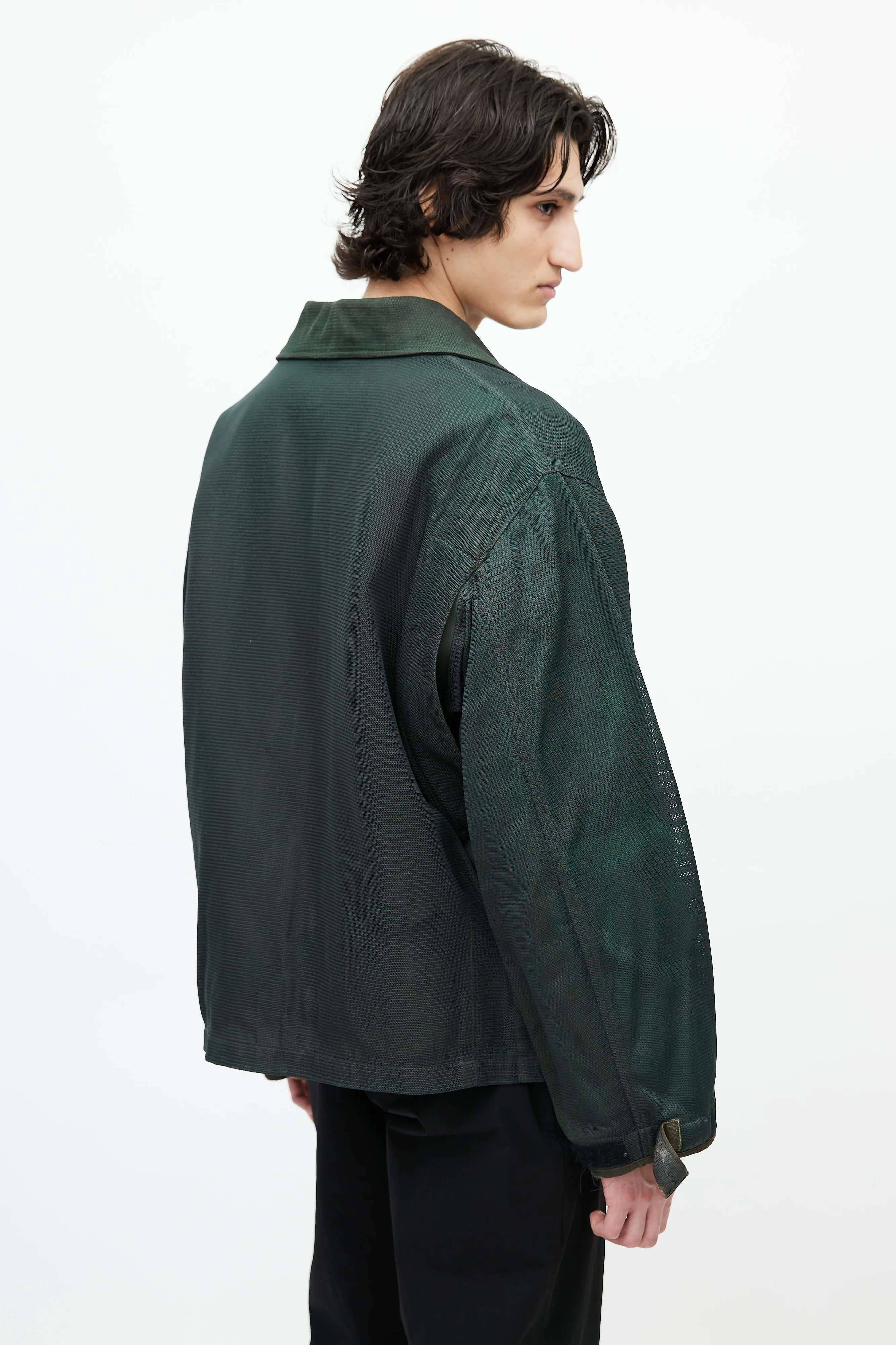 Green Textured Utility Jacket