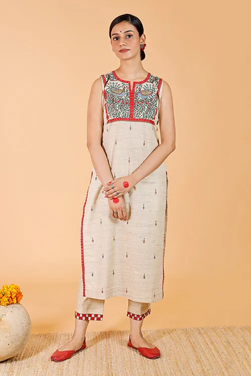Gubbaro Handpainted Madhubani 'Mithila Mayur' Cotton Pant