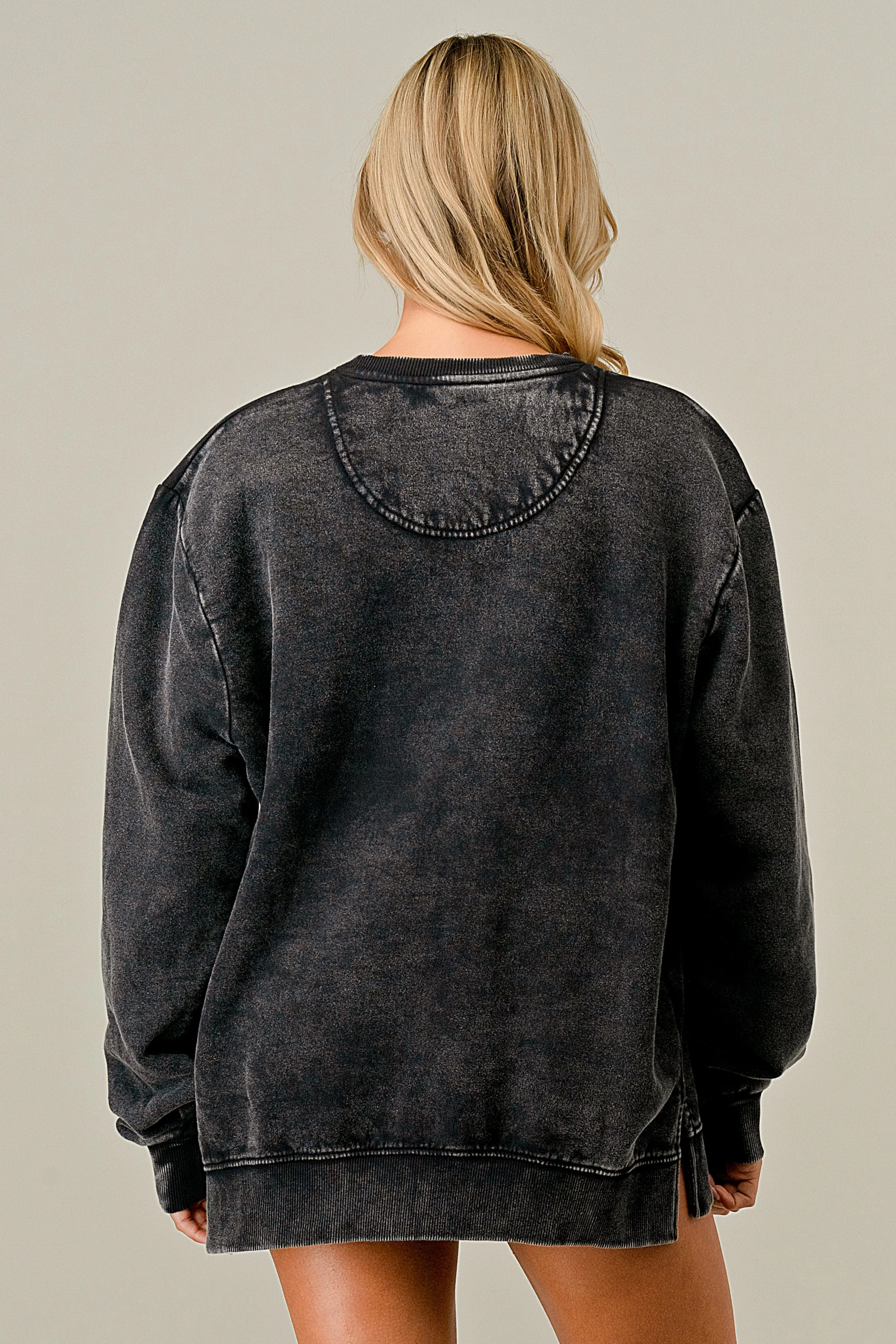Here Comes Trouble  Acid Wash Relaxed fit Sweatshirt